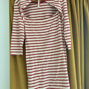 Amour Vert  red and ivory striped Lana dress